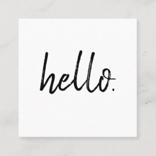 Minimalist Modern Handwritten Brush Hello Square Business Card
