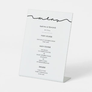 Minimalist modern handwritten calligraphy menu pedestal sign