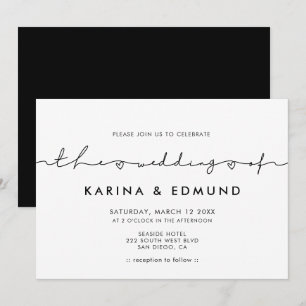 Minimalist modern handwritten calligraphy wedding invitation