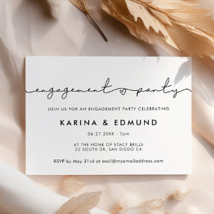 Minimalist modern handwritten engagement party invitation
