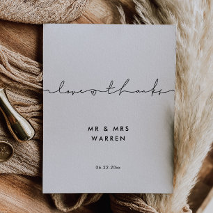 Minimalist modern handwritten love & thanks card