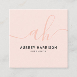 Minimalist Modern Handwritten Monogram Square Business Card
