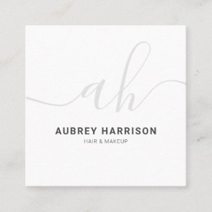 Minimalist Modern Handwritten Monogram Square Business Card