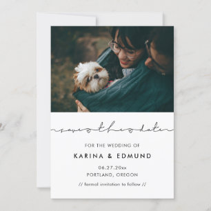 Minimalist modern handwritten Save the date photo