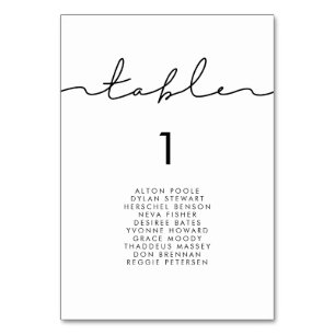 Minimalist modern handwritten seating chart cards