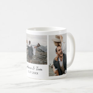 Minimalist Modern Happy Couple Photo Collage Coffee Mug