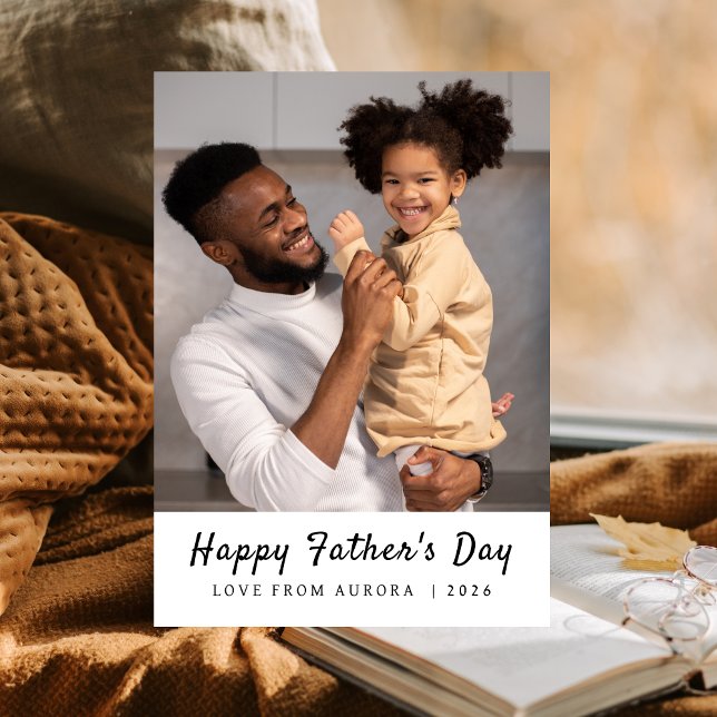 Minimalist Modern Happy Fathers Day 1 Photo Holiday Card (Creator Uploaded)