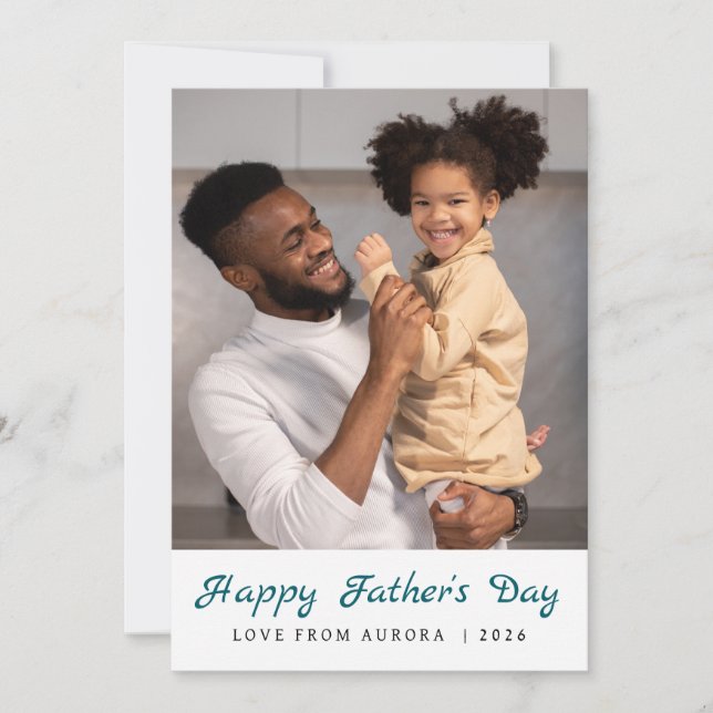 Minimalist Modern Happy Fathers Day 1 Photo Holiday Card (Front)