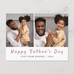 Minimalist Modern Happy Fathers Day 1 Photo Holiday Postcard