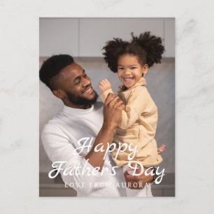 Minimalist Modern Happy Fathers Day 1 Photo Holiday Postcard