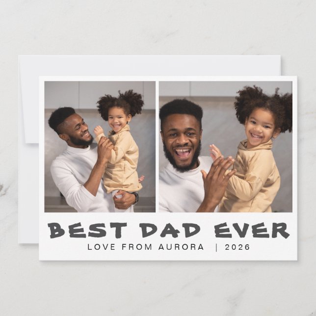 Minimalist Modern Happy Fathers Day 2 Photo Holiday Card (Front)