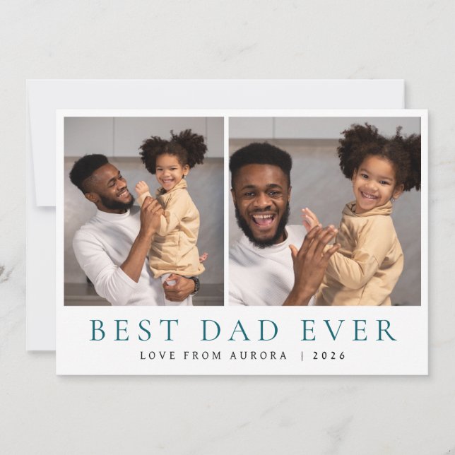 Minimalist Modern Happy Fathers Day 2 Photo Holiday Card (Front)