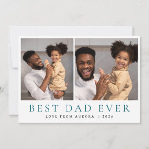 Minimalist Modern Happy Fathers Day 2 Photo Holiday Card