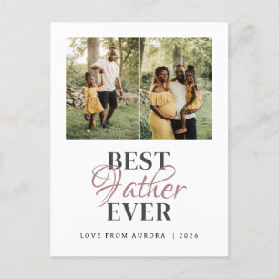 Minimalist Modern Happy Fathers Day 2 Photo Holiday Postcard