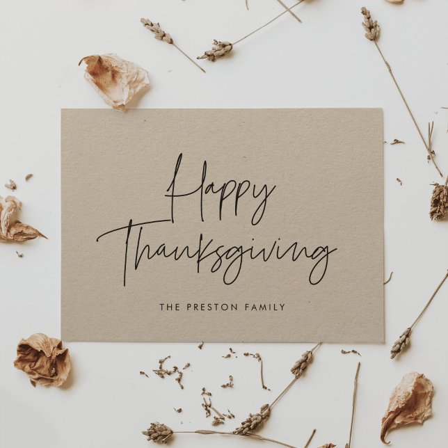 Minimalist modern Happy Thanksgiving kraft Holiday Card (Creator Uploaded)