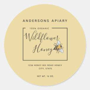 Minimalist Modern heart honey bee honey jar  Class Classic Round Sticker