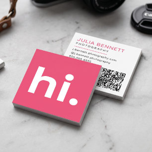 Minimalist Modern "Hi" Square Business Card