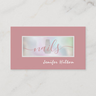 Minimalist modern holographic nail salon QR code Business Card