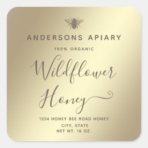 Minimalist Modern  honey bee honey jar  Square Sti Sticker