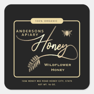 Minimalist Modern  honey bee honey jar Square Sticker