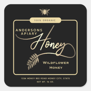 Minimalist Modern honey bee honey jar Square Sticker