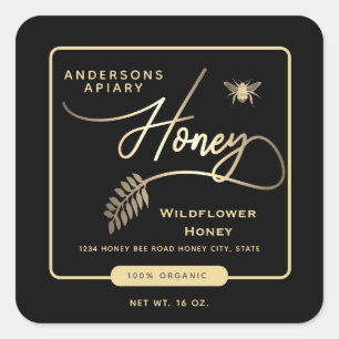 Minimalist Modern  honey bee honey jar Square Sticker