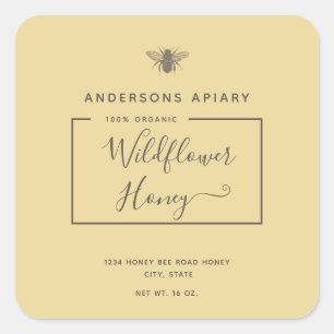 Minimalist Modern  honey bee honey jar  Square Sticker