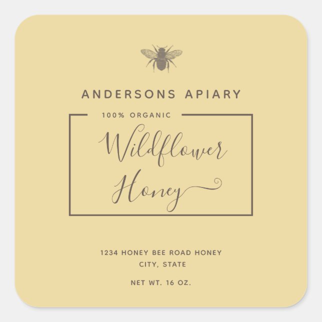 Minimalist Modern  honey bee honey jar  Square Sticker (Front)