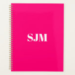 Minimalist modern hot pink monogram initials planner<br><div class="desc">Minimalist modern hot pink and white custom year,  monogram,  initials or name elegant simple personalised custom agenda Planner.
Custom white text on hot pink plain solid colour background.</div>