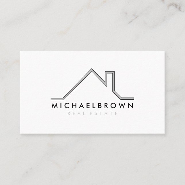 Minimalist Modern House Logo Real Estate Agency Business Card (Front)