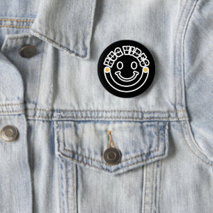 Minimalist Modern Hug Vibes Circle – Smile Curve 6 Cm Round Badge