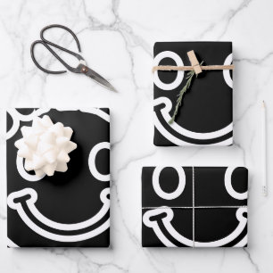 Minimalist Modern Hug Vibes Circle – Smile Curve Wrapping Paper Sheet