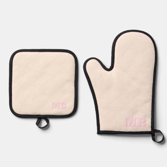 Minimalist Modern Initial Monogram Oven Mitt & Pot Holder Set (Front)
