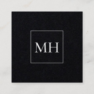 Minimalist Modern Initials Monogram Black Kraft Square Business Card