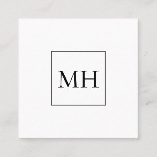 Minimalist Modern Initials Monogram Monochrome Square Business Card