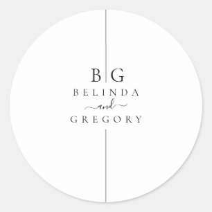 Minimalist Modern Inline Monogram Wedding Classic Round Sticker