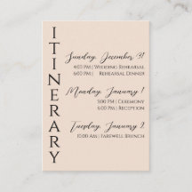 Minimalist Modern Itinerary Enclosure Card
