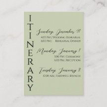 Minimalist Modern Itinerary Enclosure Card