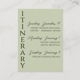Minimalist Modern Itinerary Enclosure Card