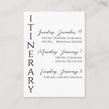 Minimalist Modern Itinerary Enclosure Card