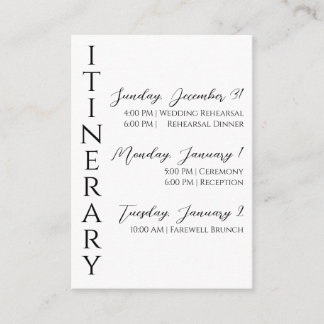 Minimalist Modern Itinerary Enclosure Card