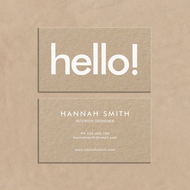 Minimalist Modern Kraft Hello Business Card (Creator Uploaded)