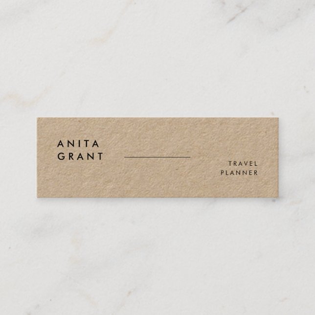 Minimalist modern kraft mini business card (Front)
