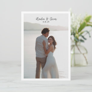 Minimalist Modern Large Photo Stylish Script Save The Date