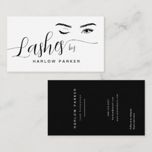 Minimalist Modern Lash Extension Black & White Business Card