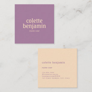 Minimalist Modern Lavender Purple & Pale Peach Square Business Card
