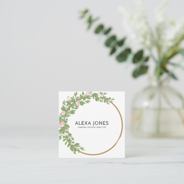 Minimalist Modern Lawncare Landscaping Gardening   Square Business Card (Standing Front)