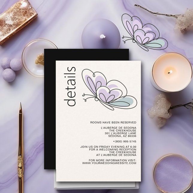 Minimalist Modern Lilac and Dusty Blue Butterfly Enclosure Card (Easy to customize )
