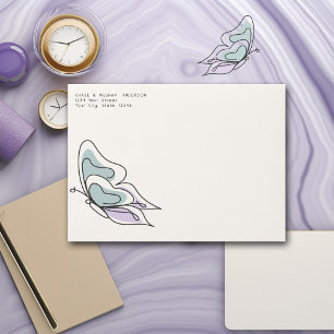 Minimalist Modern Lilac and Dusty Blue Butterfly Envelope