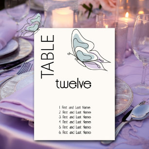 Minimalist Modern Lilac and Dusty Blue Butterfly Table Number